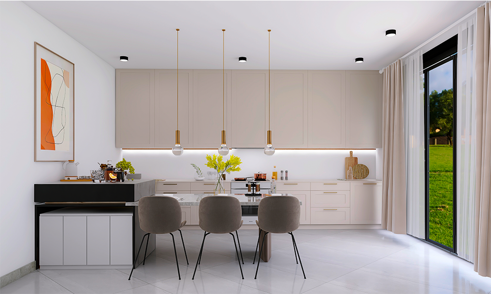 COCINA CON DESAYUNADOR EN CUBICO ARQUITECTURA